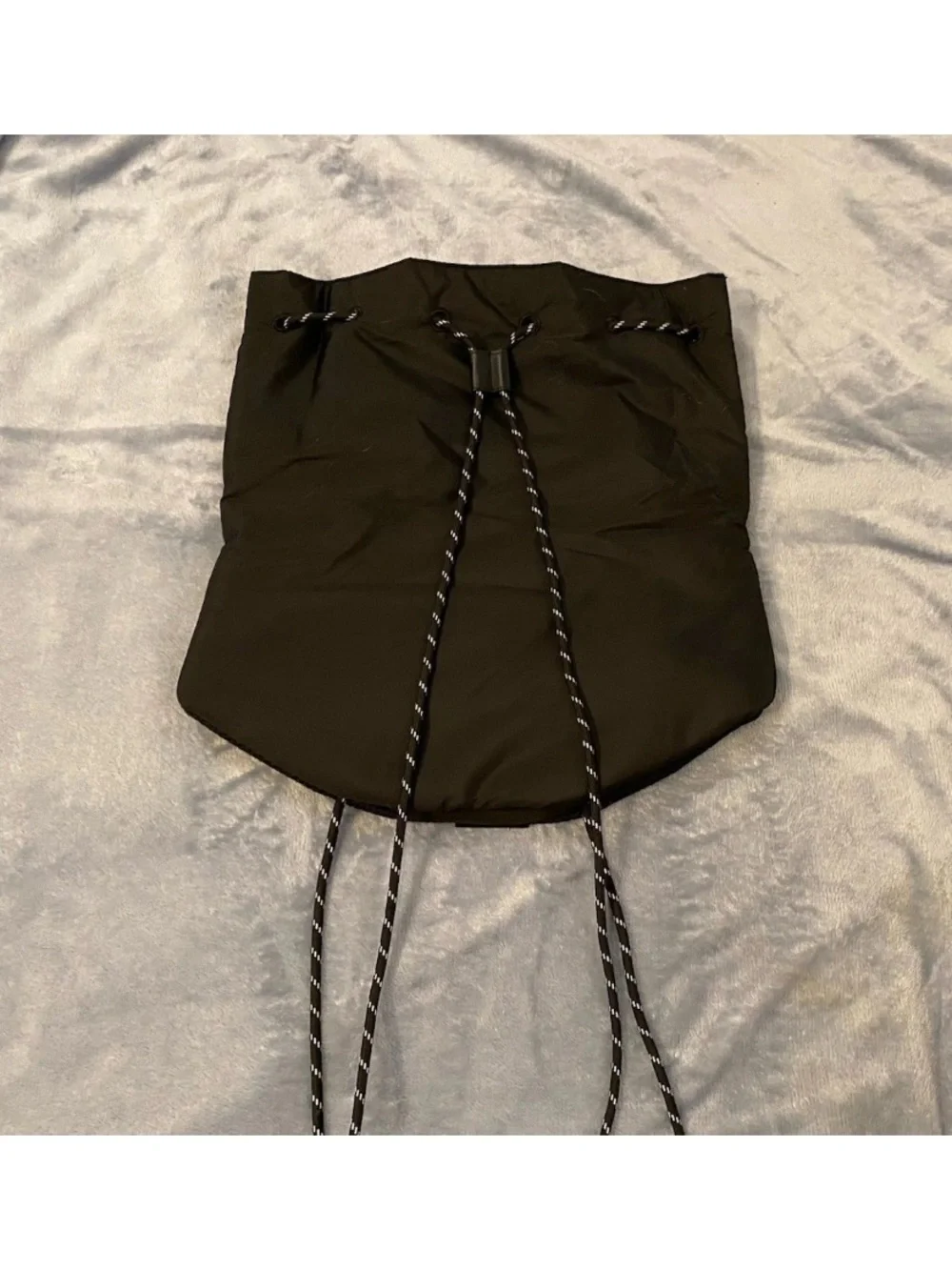 Victorias Secret PINK Solid Black Drawstring Logo Backpack Purse NWOT